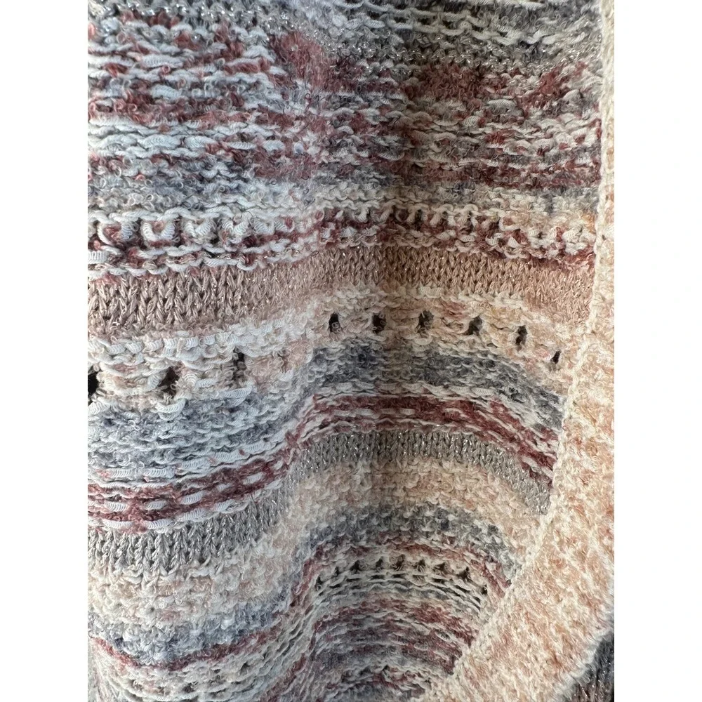 Chico's Multi Color Metallic Pointelle Open Front Cardigan‎ Sweater Size 2P